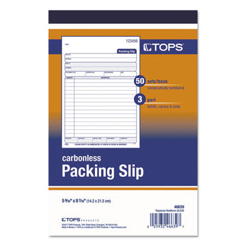 TOPS™ Packing Slip Book, Three-part Carbonless, 5.56 X 7.94, 1-page, 50 Forms freeshipping - TVN Wholesale
